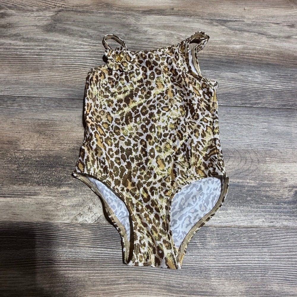 Y2KKids Flapoodles One Piece Swimsuit Gold Leopard Print Retro Kids 3T